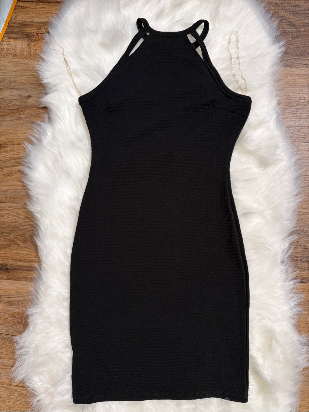 Black Textured Bodycon Mini Dress Size L